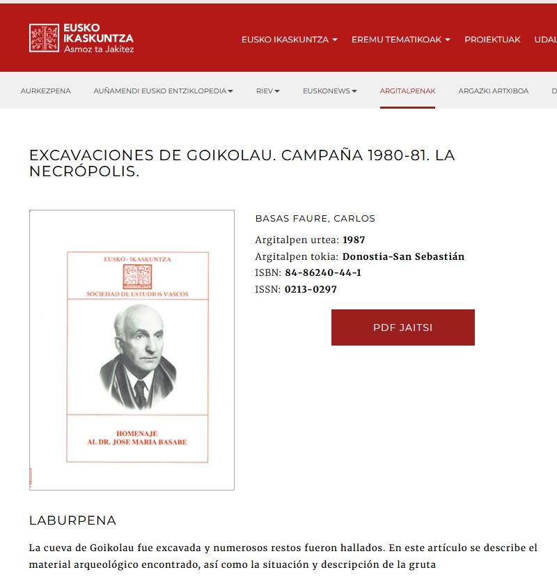 Excavaciones de Goikolau. Campaña 1980-81. La necrópolis. [Artikulua]