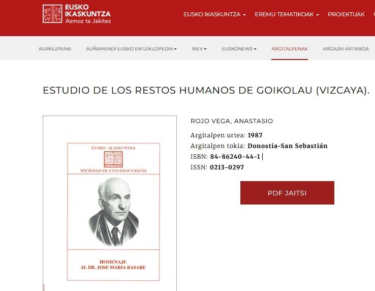 Estudio de los restos humanos de Goikolau (Vizcaya) [Artikulua]