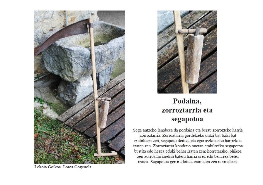 Podaina, zorroztarria eta segapotoa [Baserriko tresnak]
