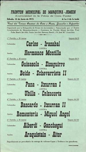 Frontón municipal de Marquina-Jemein (Universidad de la Pelota de Cesta Punta) [1973] [Kartela]