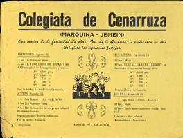 Colegiata de Cenarruza (Marquina-Jemein): Con motivo de la festividad de Ntra. Sra. de la Asunción, se celebrarán en esta Colegiata los siguientes festejos [1973]