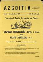 Azcoitia. Frontón municipal: Sensacional desafío de arrastre de piedra [1973]