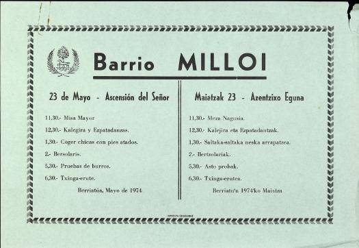 Barrio Milloi: 23 de Mayo - Ascensión del Señor [1974] [Kartela]