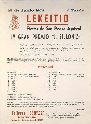 Lekeitio: Fiestas de San Pedro Apóstol. IV Gran Premio "J. Silloniz" [Kartela]
