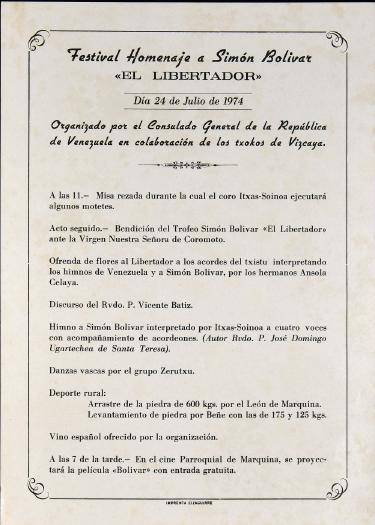 Festival Homenaje a Simón Bolivar "El Libertador" [1974] [Kartela]