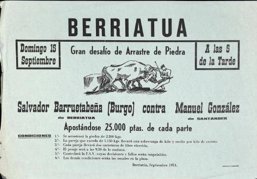 Berriatua: Gran desafío de Arrastre de Piedra [1974-09-15] [Kartela]