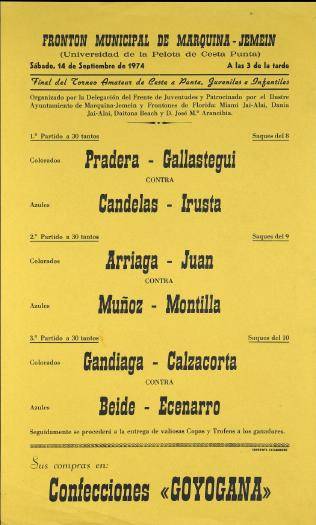 Frontón Municipal de Marquina-Jemein (Universidad de la Pelota de Cesta Punta) [1974-09-14] [Kartela]