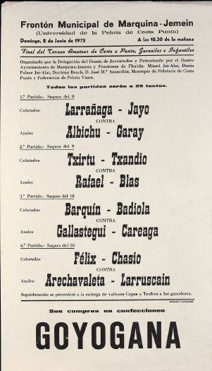 Frontón Municipal de Marquina-Jemein (Universidad de la Pelota de Cesta Punta) [1975-06-08] [Kartela]