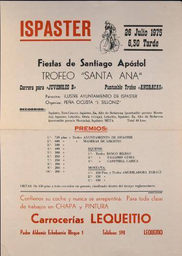 Ispaster: Fiestas de Santiago. Trofeo "Santa Ana" [1975] [Kartela]
