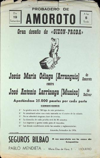 Probadero de Amoroto: Gran desafío de "Gizon-Proba" [1976-09-19] [Kartela]