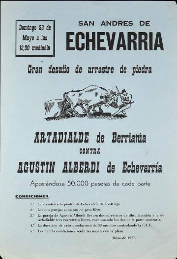 San Andrés de Echevarría: Gran desafío de arrastre de piedra [1977] [Kartela]