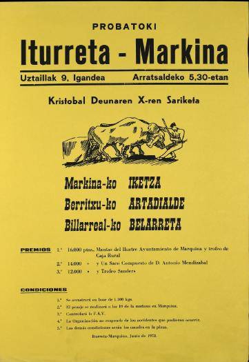 Probatoki Iturreta - Markina: Kristobal Deunaren X-ren Sariketa [1978] [Kartela]