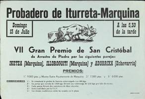 Probadero de Iturreta-Marquina: VII Gran Premio de San Cristóbal de arrastre de piedra [1975]