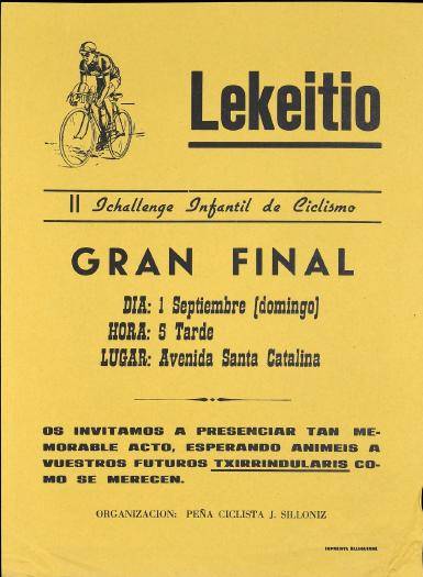 Lekeitio: II Ichallenge Infantil de Ciclismo. Gran final [1974] [Kartela]