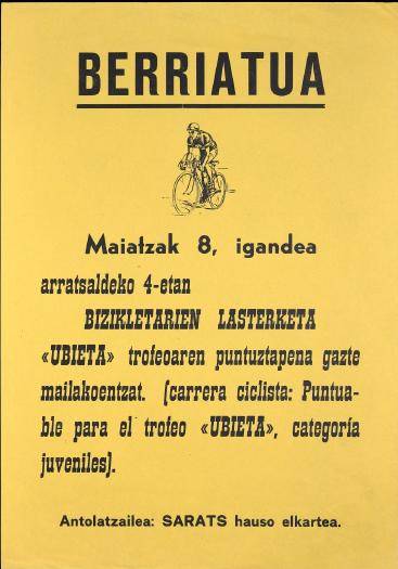 Berriatua: Bizikletarien Lasterketa [1977] [Kartela]