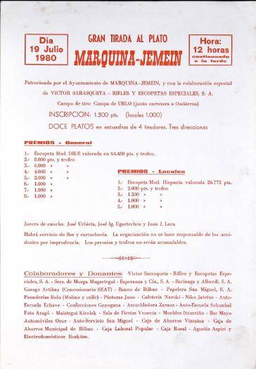 Gran Tirada al Plato: Marquina-Jemein [1980] [Kartela]