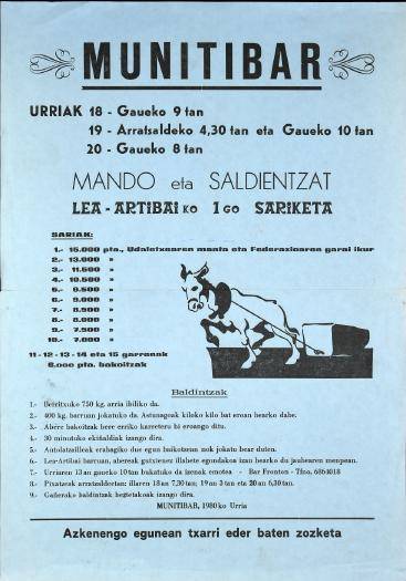 Munitibar: Mando eta Saldientzat Lea-Artibaiko 1go Sariketa [Kartela]