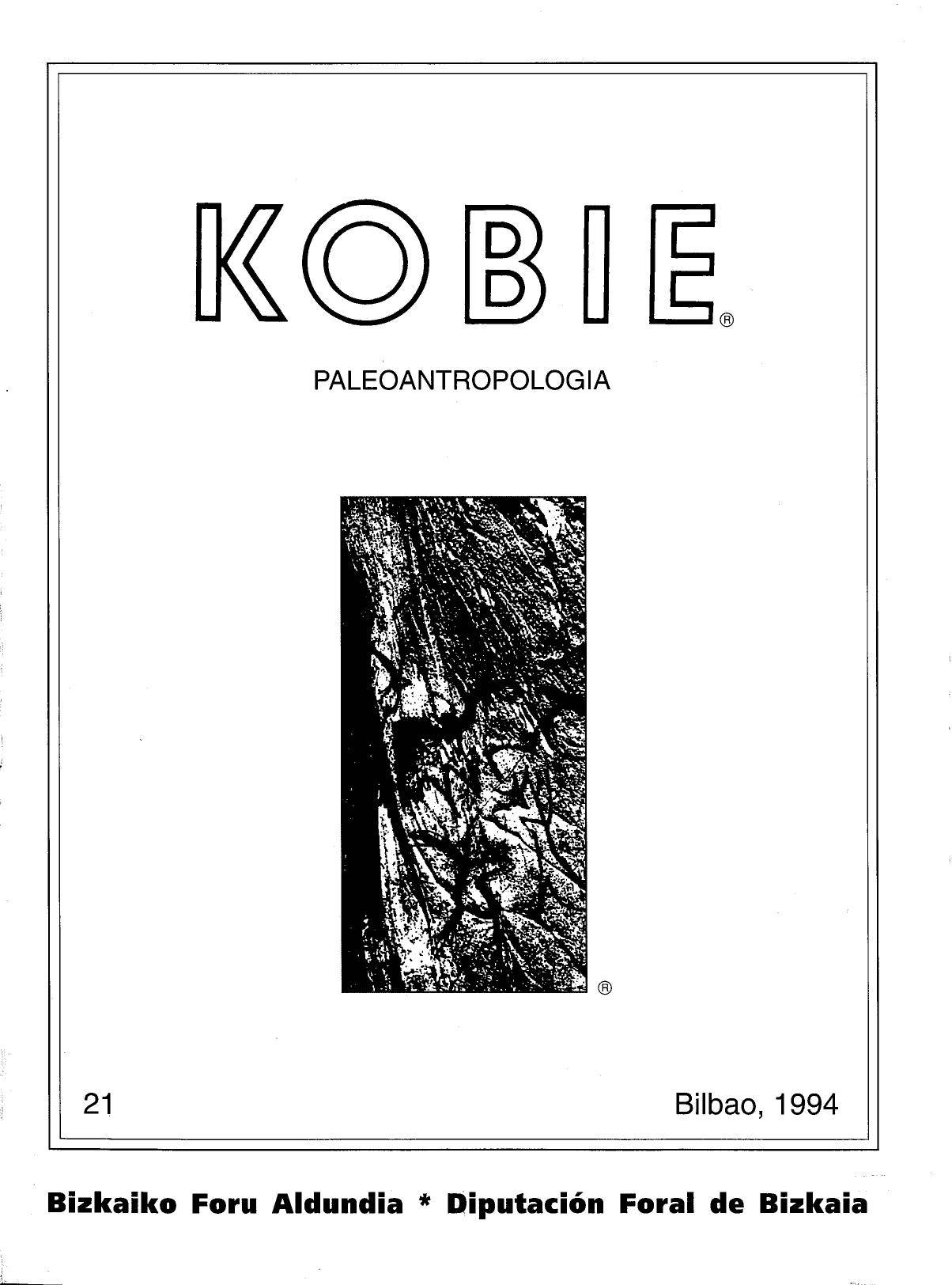 Kobie. Paleontropología, 21 zkia, 1994: [Laminak II: La escavación arqueológica de 1987-1988] [Aldizkaria]