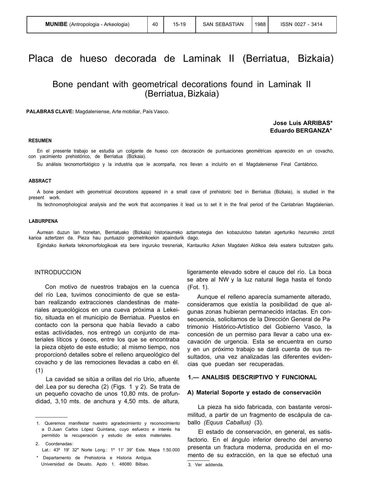 Placa de hueso decorada de Laminak II (Berriatua, Bizkaia) [Artikulua]